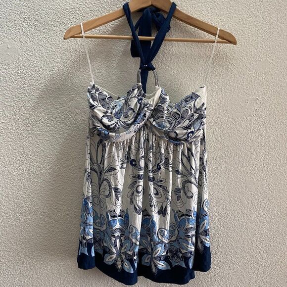 Boston Proper Halter Tie Tank Top Paisley Pattern Multi-Color Size Small - Picture 1 of 3